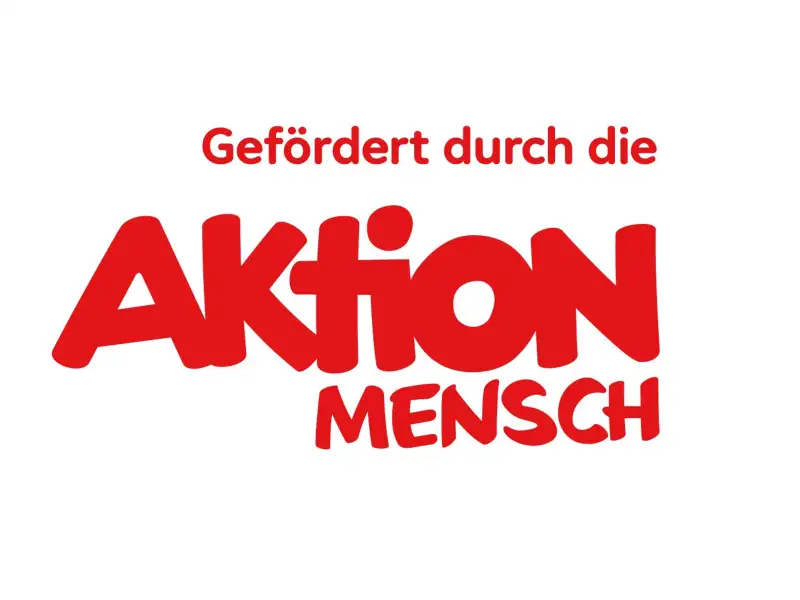 Das Logo der Aktion Mensch mit dem Zusatz "Gefördert durch die".