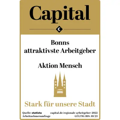 Das Siegel "Bonns attraktivste Arbeitgeber 2022", das der Aktion Mensch verliehen wurde.