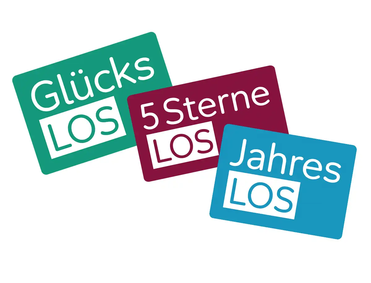 Die drei Lose der Aktion Mensch: Glücks-Los, 5 Sterne-Los, Jahreslos