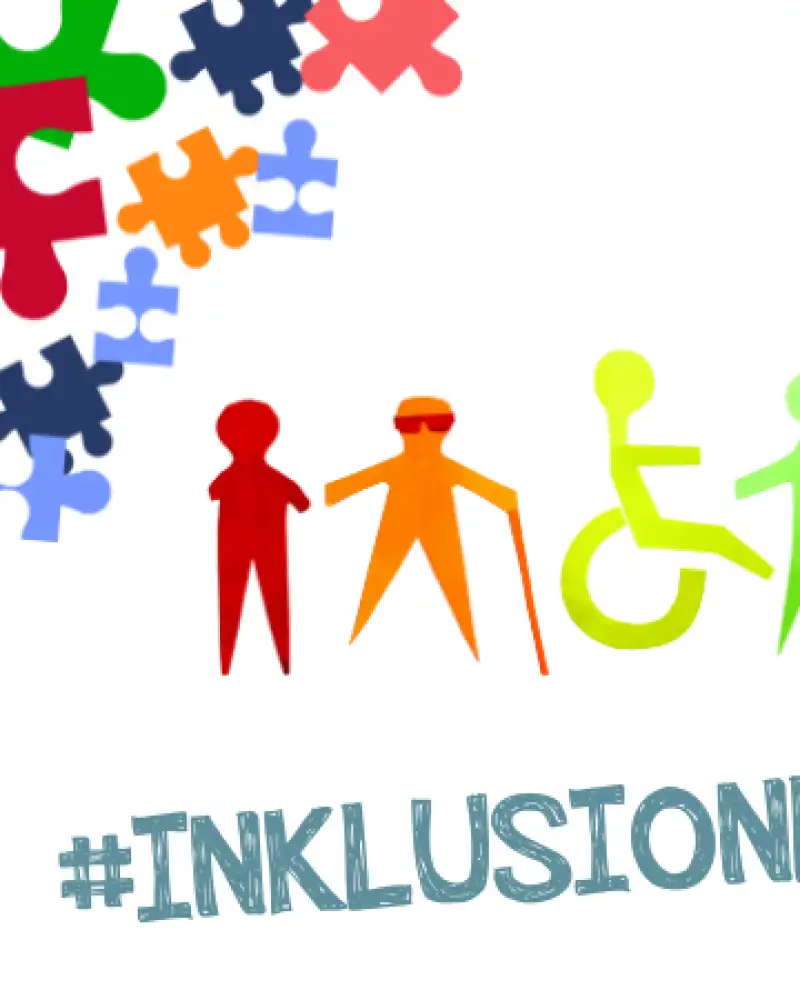 Grafik mit stilisierten menschen mit und ohne Behinderung