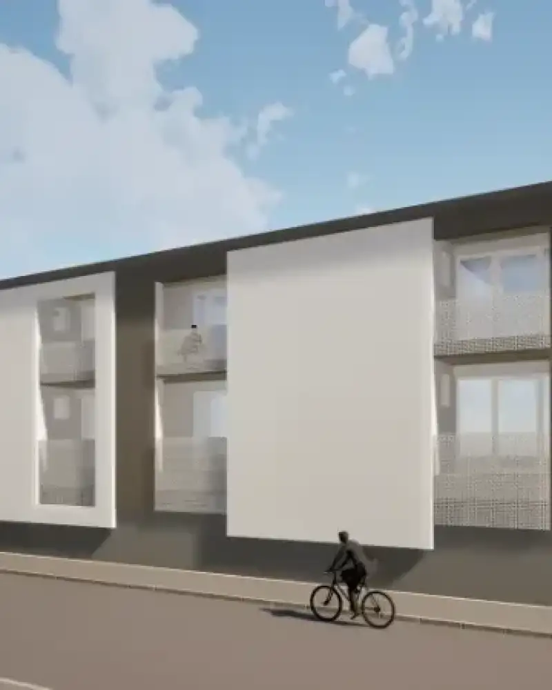 Modell eines modernen Mietshauses mit zwei Etagen.