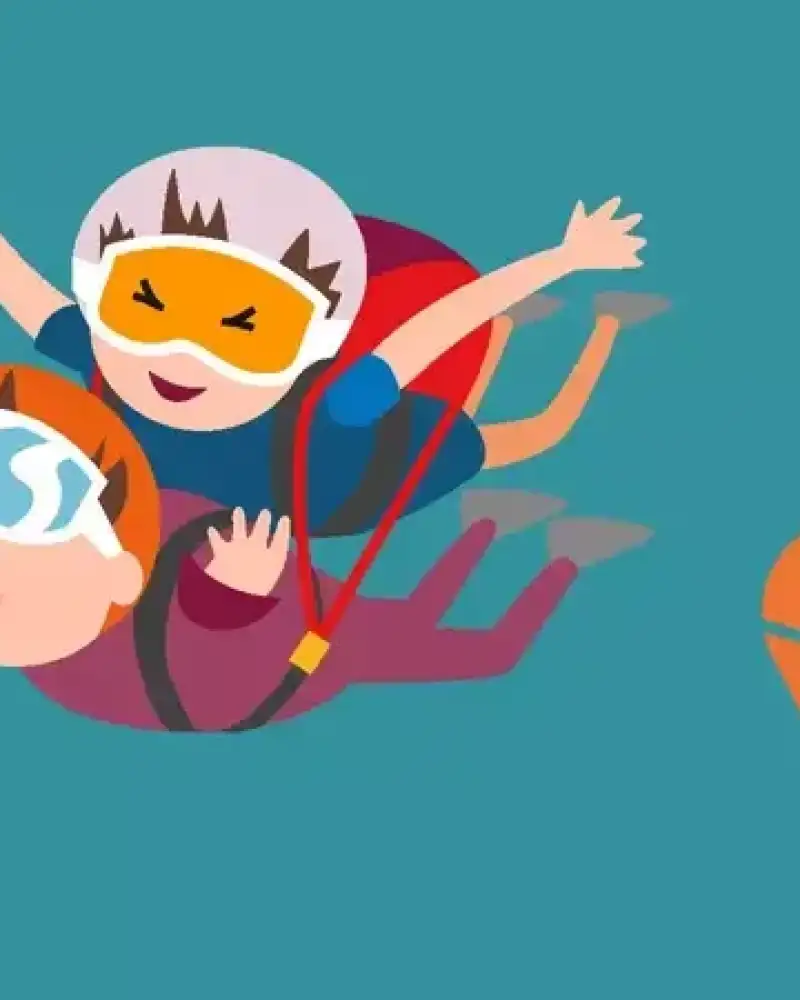 Eine Grafik mit Inklumojis auf blauem Hintergrund.