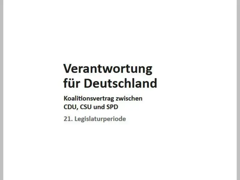 Titelseite des Koalitionsvertrags 2025 zwischen
CDU, CSU und SPD.