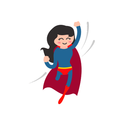 Zeichnung einer Frau im Superheldenkostüm