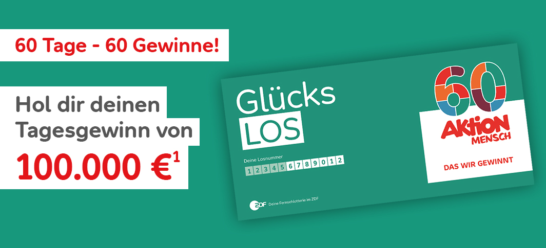 Glücks-Los mit 60-Jahre-Signet mit der Beschriftung "60 Tage - 60 Gewinne!"