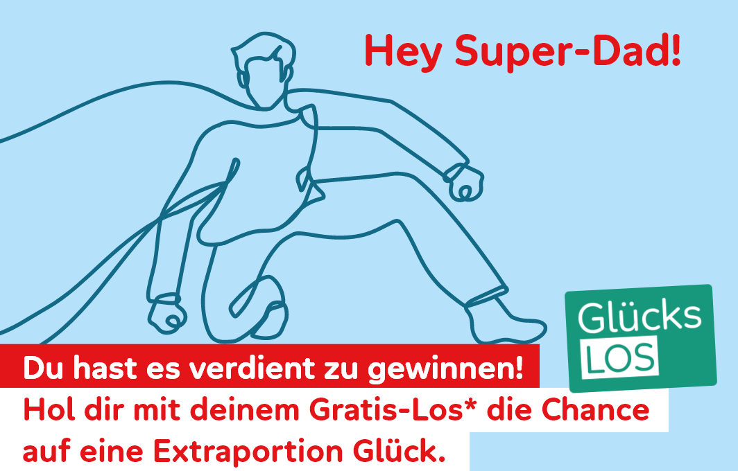 Ein Karikatur eines Superhelden-Vaters.
