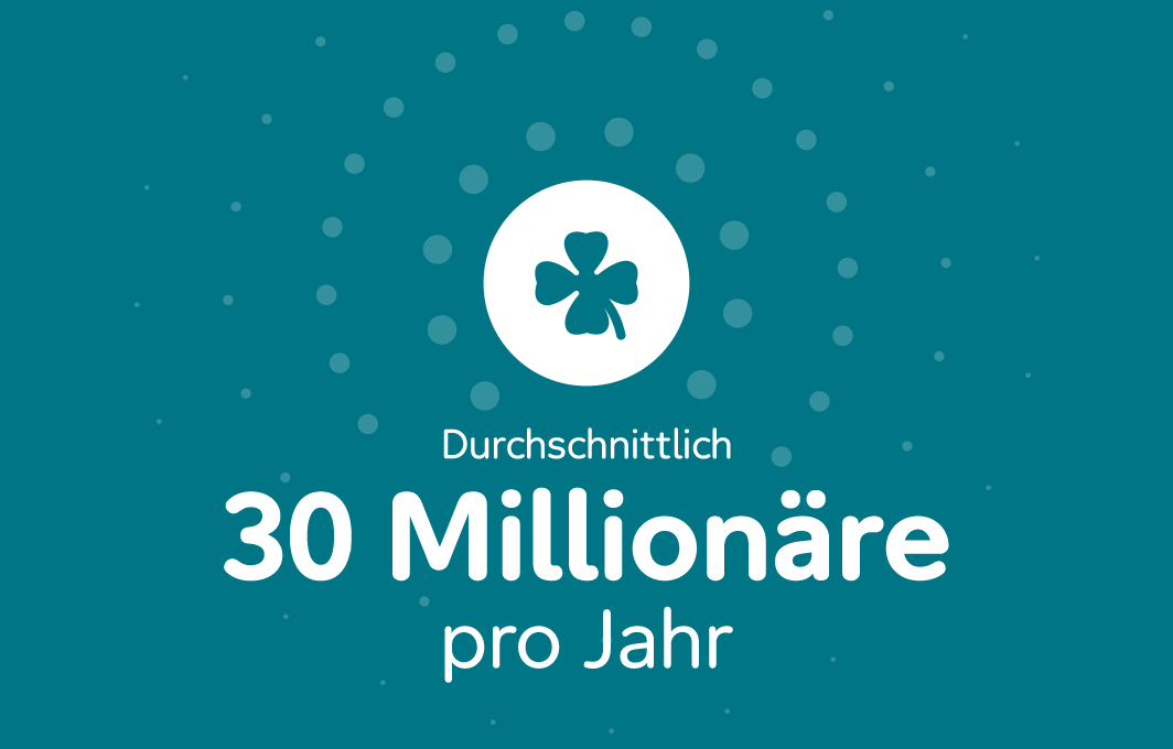 Schriftzug: Durchschnittlich 30 Millionäre im Jahr