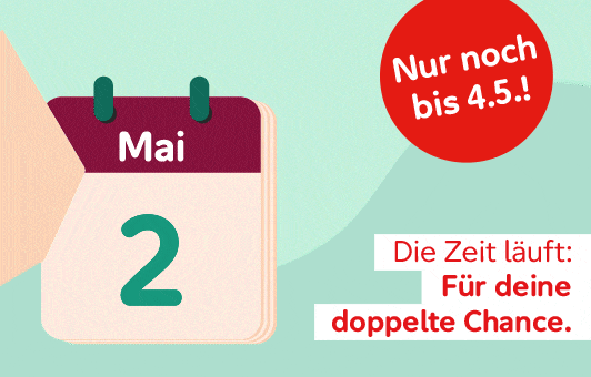 Einzelne Kalenderblätter reißen nach und nach ab, bis der 4. Mai erscheint. Auf dem Kalenderblatt danach werden Kleeblätter abgebildet.