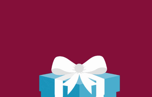 Ein Geschenk öffnet sich und heraus kommen 4 Gewinnchancen gratis auf 500.000 €