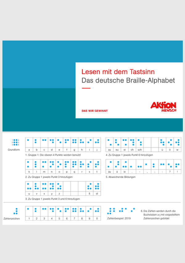 Lesen mit dem Tastsinn. Das deutsche Braille-Alphabet (zurzeit vergriffen)