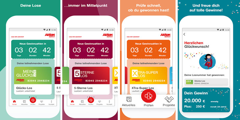 Eine Übersicht zu den neuen Designs und Funktionen der Aktion Mensch-App.