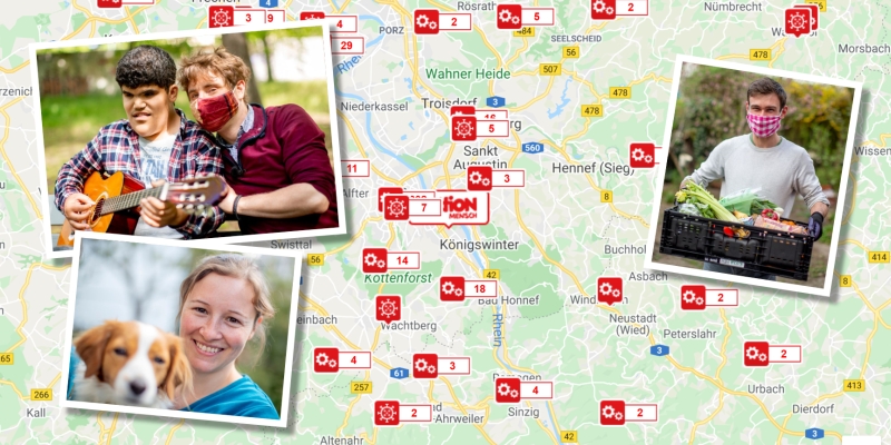 Die Förderlandkarte mit einigen Bildern aus Projekten.