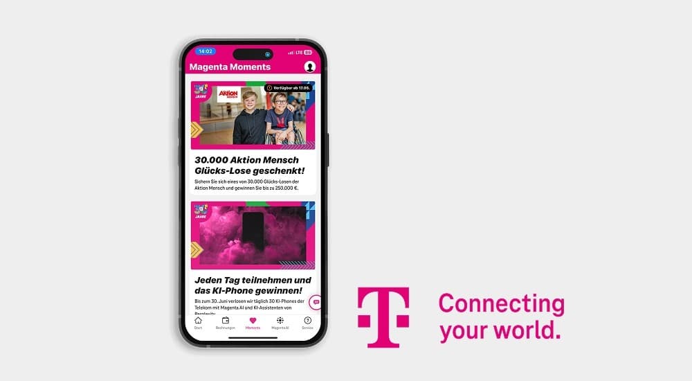 Die Telekom zeigt in ihrer Smartphone App, wie sie Aktion Mensch Lose einsetzt.