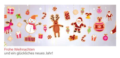 Weihnachtsmotive an Bändern