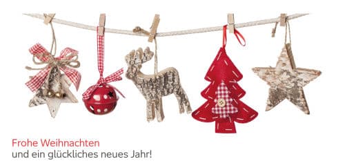 Weihnachtsmotive an einer Wäscheleine