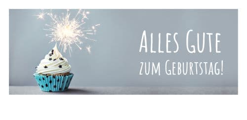 Alles Gute zum Geburtstag: Muffin und Wunderkerze