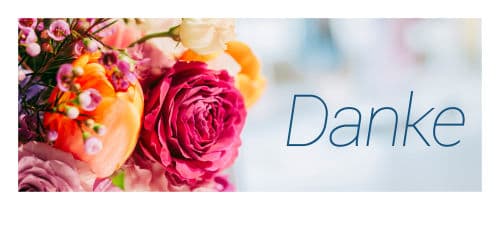 Blumenstrauss mit Schriftzug Danke