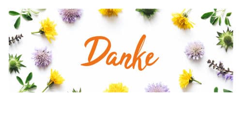 Einzelne Blumen mit Schriftzug Danke