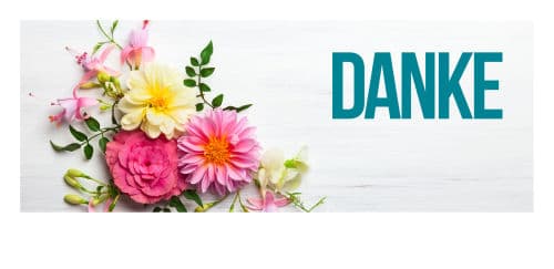 Blumenstrauss mit Schriftzug Danke