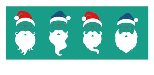 4 Weihnachtsmannköpfe als Zeichnung