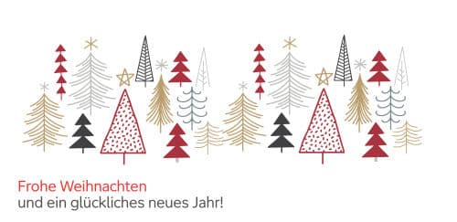 Frohe Weihnachten mit Tannenbäumen als Zeichnung