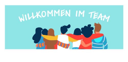 Willkommen im Team mit umarmenden Personen