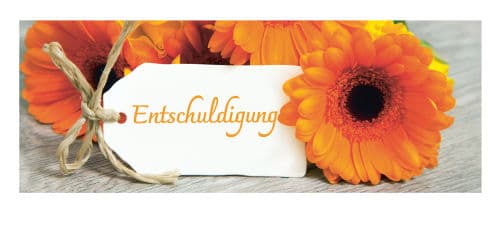 Entschuldigung - Geschenkanhänger mit Gerbera
