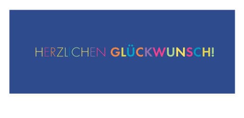 HERZLICHEN GLÜCKWUNSCH! in bunten Buchstaben