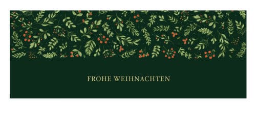 FROHE WEIHNACHTEN mit grünen Blätterzweigen