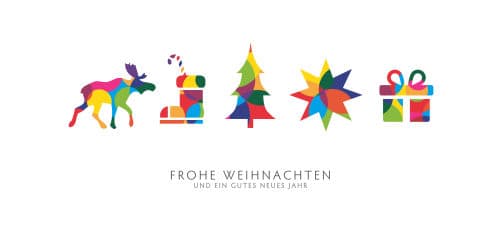 FROHE WEIHNACHTEN mit bunten Motiven