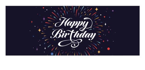Happy Birthday mit Feuerwerkskranz