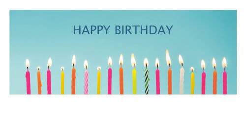 Happy Birthday mit brennenden Kerzen