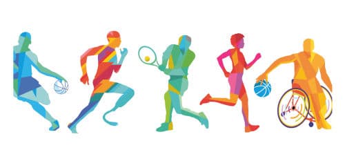 Zeichnung von Personen in verschiedenen Sportarten