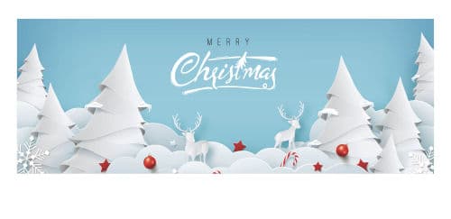 Merry Christmas auf weißer Schneelandschaft