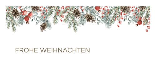 Frohe Weihnachten unter Tannenzweige