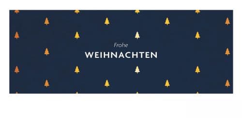 Frohe Weihachten mit goldenen Tannenbäumchen
