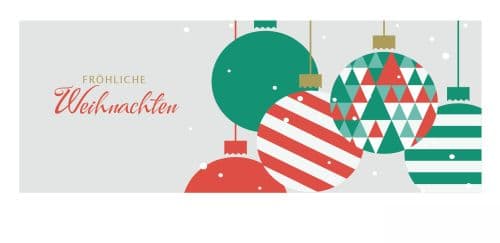 Fröhliche Weihnachen mit Christbaumkugeln