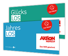 Zwei gedruckte Lose der Aktion Mensch.