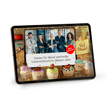 Tablet, das ein Beispiel für einen individuellen Gruß zeigt.